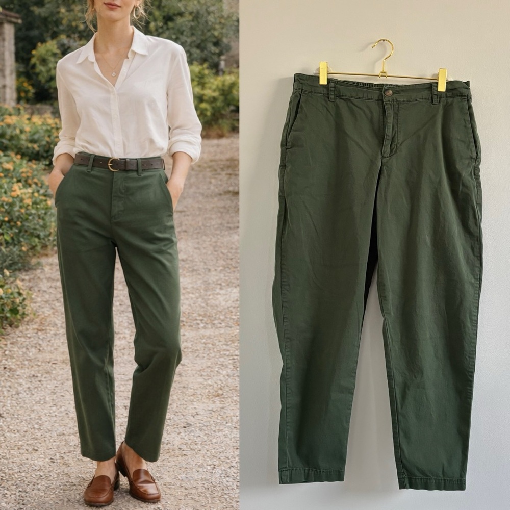 Pact Olive Straight-Leg High-Rise Chinos